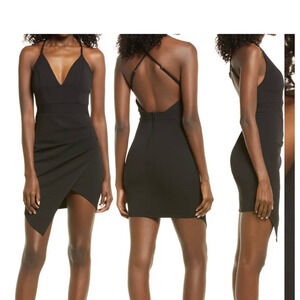 NWT LNL Crossback Minidress Women Dress Black NORDSTROM Size L